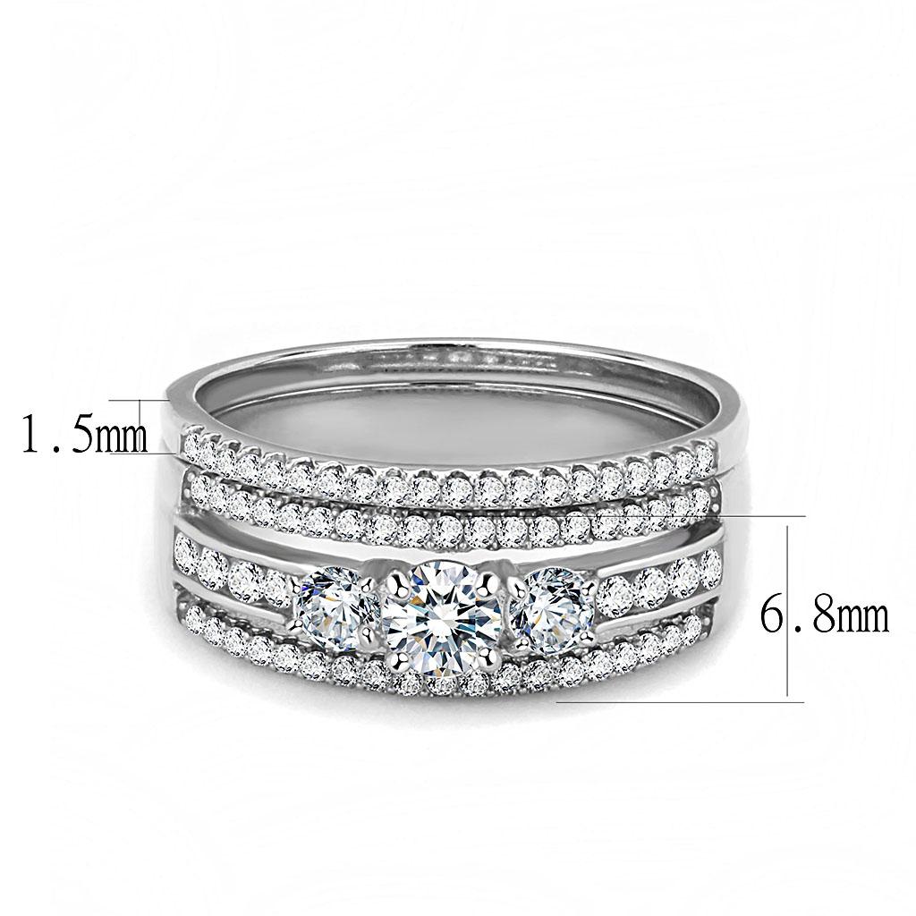 High polished (no plating) Stainless Steel Ring with AAA Grade CZ  in Clear