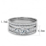 High polished (no plating) Stainless Steel Ring with AAA Grade CZ  in Clear