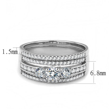 High polished (no plating) Stainless Steel Ring with AAA Grade CZ  in Clear