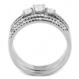 High polished (no plating) Stainless Steel Ring with AAA Grade CZ  in Clear