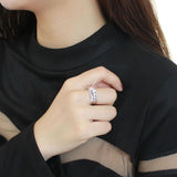 High polished (no plating) Stainless Steel Ring with AAA Grade CZ  in Clear