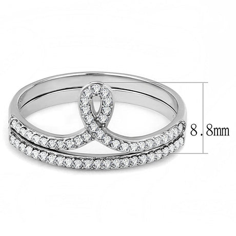 High polished (no plating) Stainless Steel Ring with AAA Grade CZ  in Clear