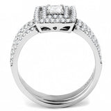 High polished (no plating) Stainless Steel Ring with AAA Grade CZ  in Clear
