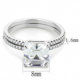 High polished (no plating) Stainless Steel Ring with Cubic  in Clear
