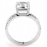 High polished (no plating) Stainless Steel Ring with Cubic  in Clear