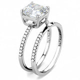 High polished (no plating) Stainless Steel Ring with Cubic  in Clear