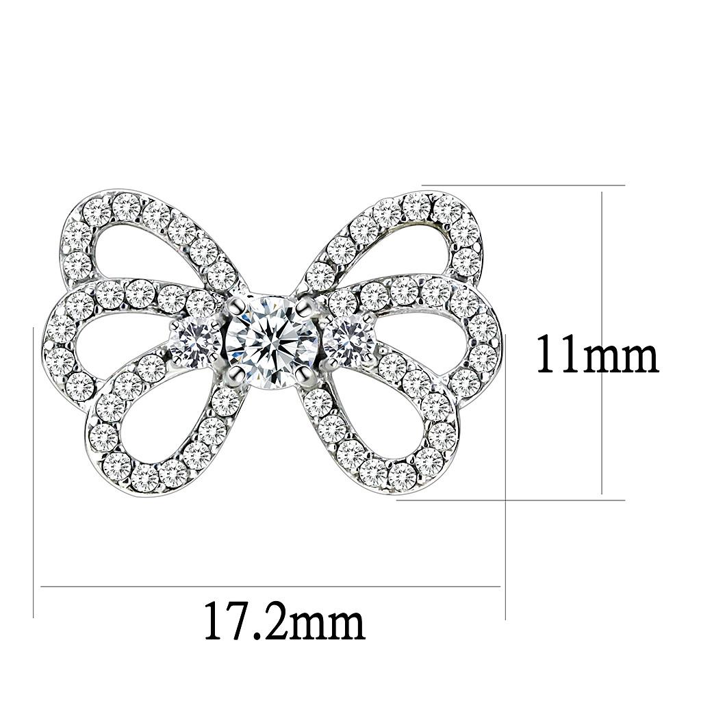 High polished (no plating) Stainless Steel Earrings with AAA Grade CZ  in Clear