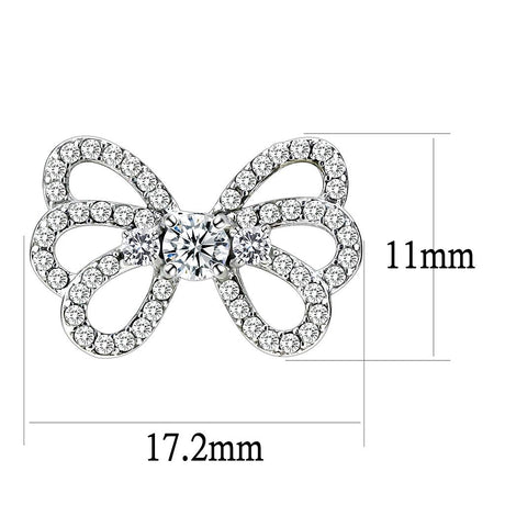 High polished (no plating) Stainless Steel Earrings with AAA Grade CZ  in Clear