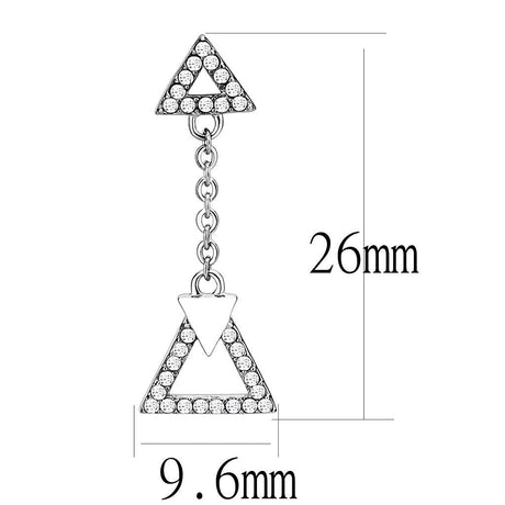 High polished (no plating) Stainless Steel Earrings with AAA Grade CZ  in Clear
