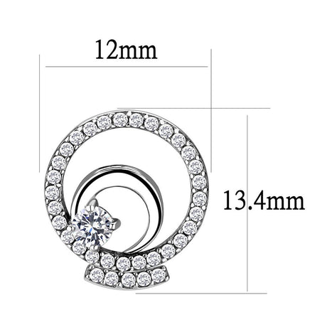 High polished (no plating) Stainless Steel Earrings with AAA Grade CZ  in Clear