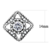 High polished (no plating) Stainless Steel Earrings with AAA Grade CZ  in Clear