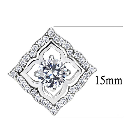High polished (no plating) Stainless Steel Earrings with AAA Grade CZ  in Clear