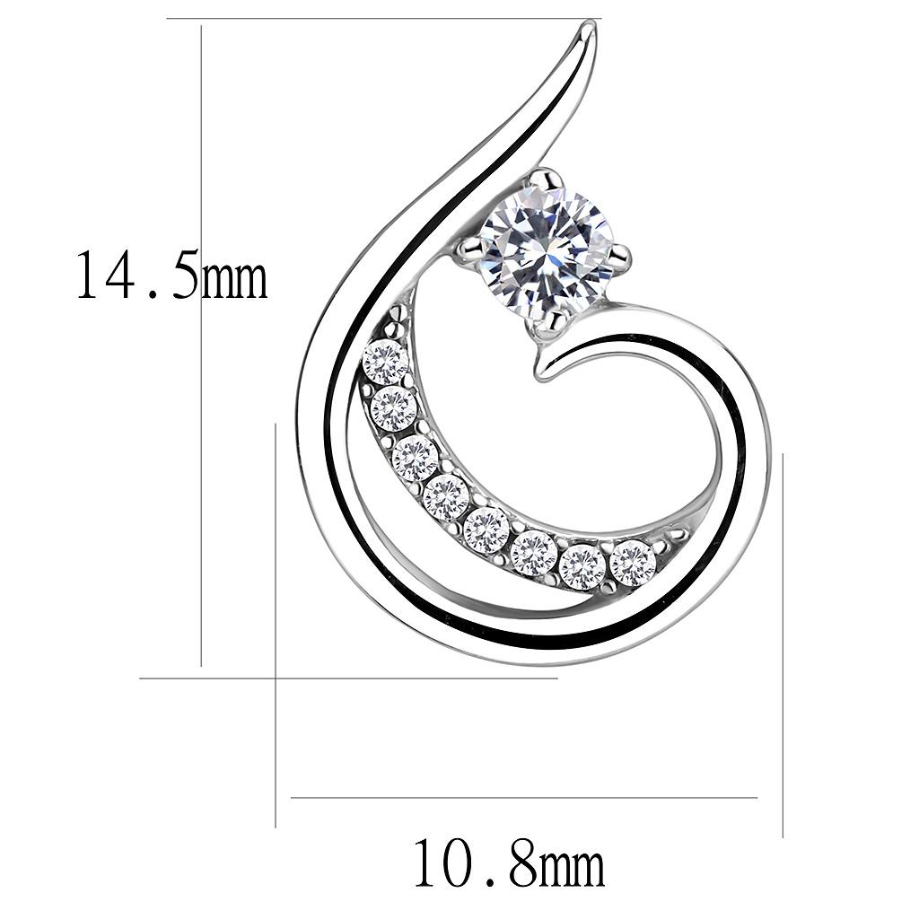 High polished (no plating) Stainless Steel Earrings with AAA Grade CZ  in Clear