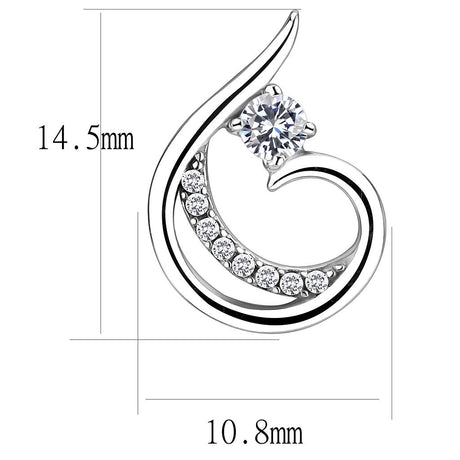 High polished (no plating) Stainless Steel Earrings with AAA Grade CZ  in Clear