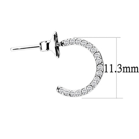 High polished (no plating) Stainless Steel Earrings with AAA Grade CZ  in Clear