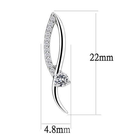 High polished (no plating) Stainless Steel Earrings with AAA Grade CZ  in Clear