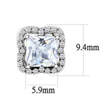 High polished (no plating) Stainless Steel Earrings with AAA Grade CZ  in Clear
