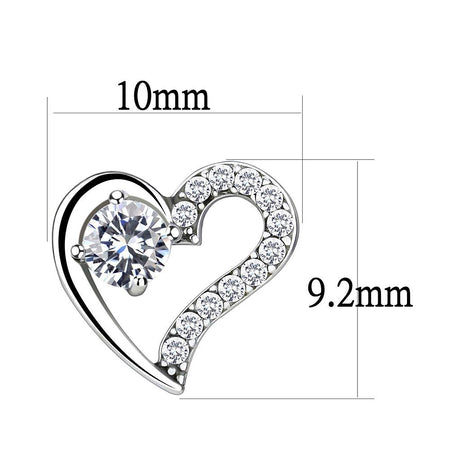 High polished (no plating) Stainless Steel Earrings with AAA Grade CZ  in Clear