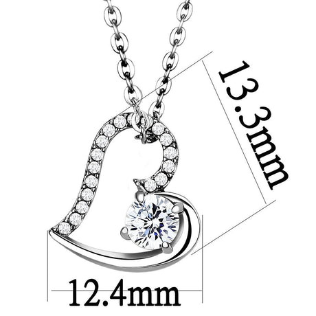 High polished (no plating) Stainless Steel Chain Pendant with AAA Grade CZ  in Clear