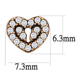 IP Rose Gold(Ion Plating) Stainless Steel Earrings with AAA Grade CZ  in Clear