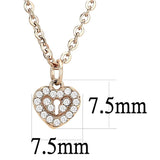 IP Rose Gold(Ion Plating) Stainless Steel Chain Pendant with AAA Grade CZ  in Clear