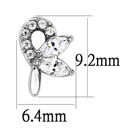 High polished (no plating) Stainless Steel Earrings with AAA Grade CZ  in Clear