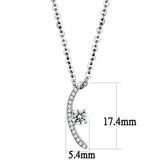 High polished (no plating) Stainless Steel Chain Pendant with AAA Grade CZ  in Clear