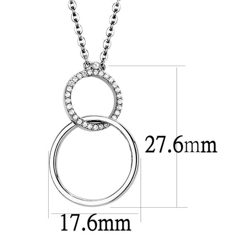 High polished (no plating) Stainless Steel Chain Pendant with AAA Grade CZ  in Clear