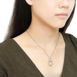 High polished (no plating) Stainless Steel Chain Pendant with AAA Grade CZ  in Clear