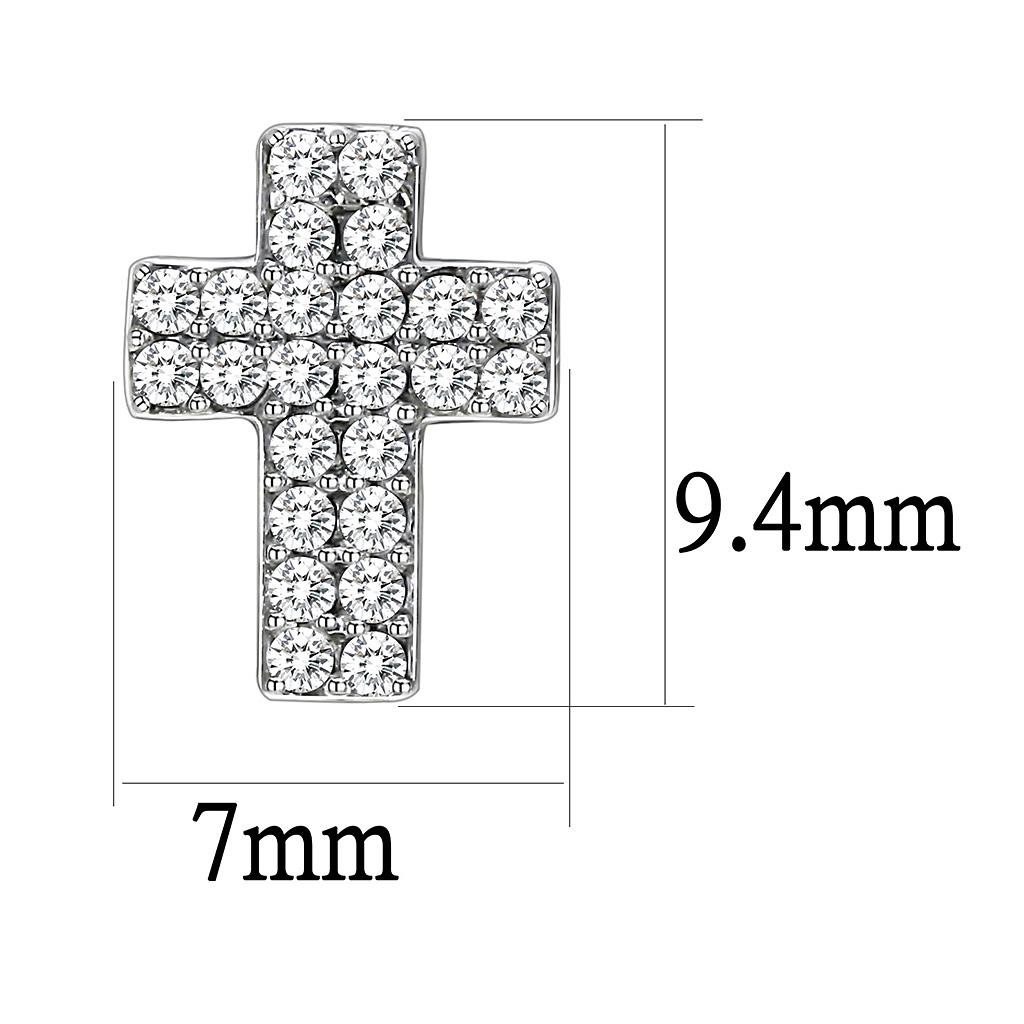 High polished (no plating) Stainless Steel Earrings with AAA Grade CZ  in Clear