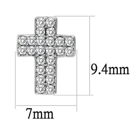 High polished (no plating) Stainless Steel Earrings with AAA Grade CZ  in Clear