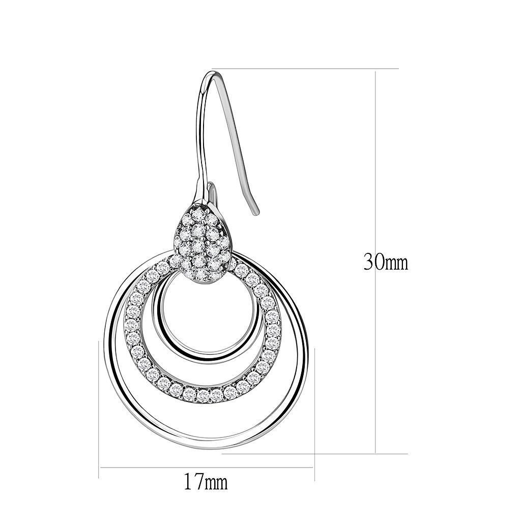 High polished (no plating) Stainless Steel Earrings with AAA Grade CZ  in Clear