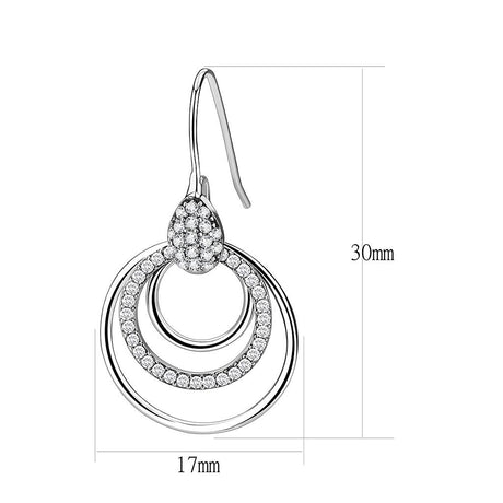 High polished (no plating) Stainless Steel Earrings with AAA Grade CZ  in Clear