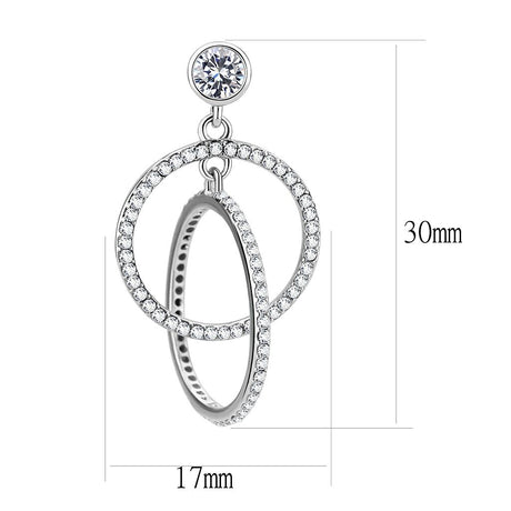 High polished (no plating) Stainless Steel Earrings with AAA Grade CZ  in Clear