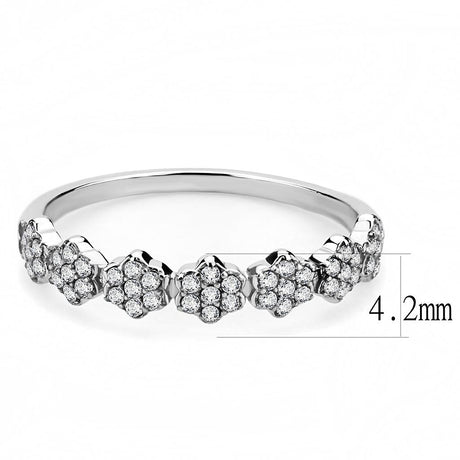 High polished (no plating) Stainless Steel Ring with AAA Grade CZ  in Clear