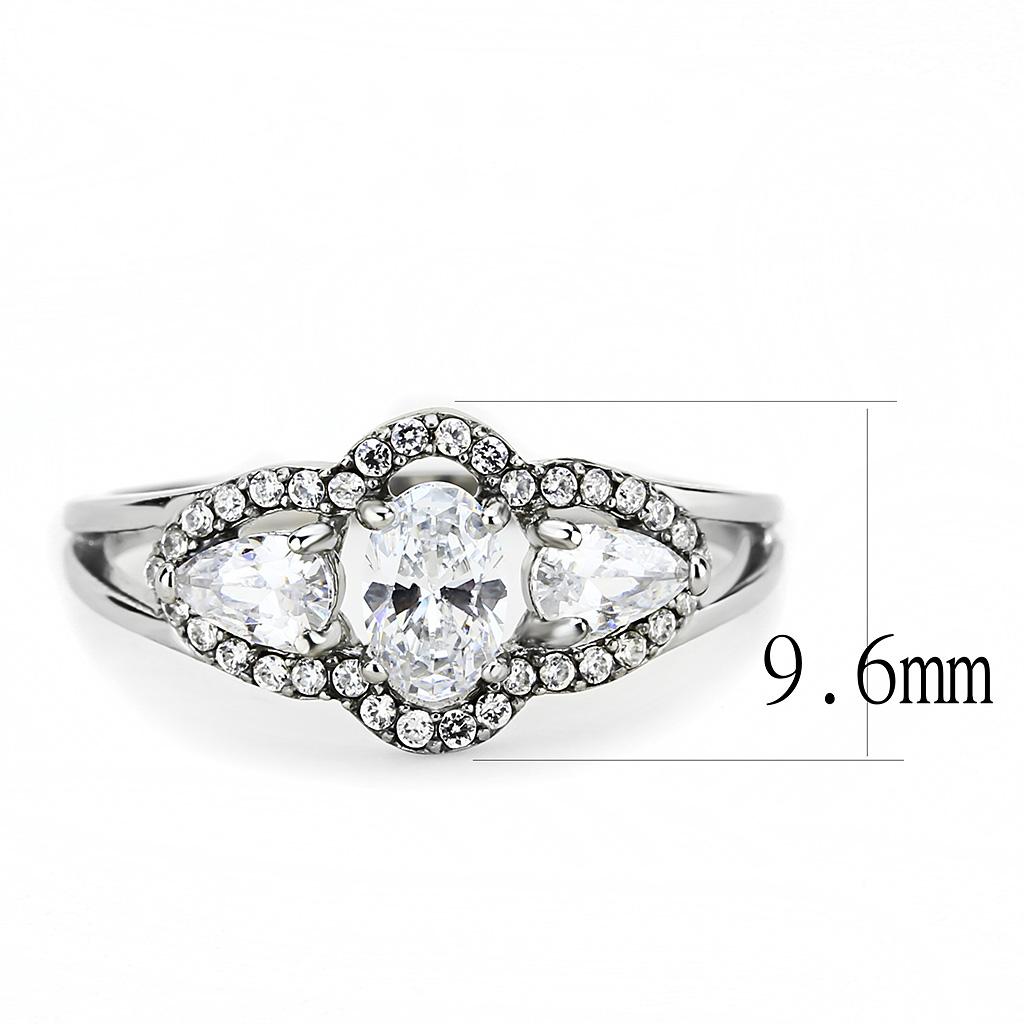 High polished (no plating) Stainless Steel Ring with AAA Grade CZ  in Clear