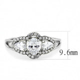 High polished (no plating) Stainless Steel Ring with AAA Grade CZ  in Clear