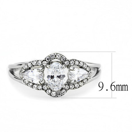 High polished (no plating) Stainless Steel Ring with AAA Grade CZ  in Clear