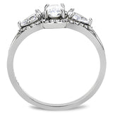 High polished (no plating) Stainless Steel Ring with AAA Grade CZ  in Clear