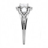 High polished (no plating) Stainless Steel Ring with AAA Grade CZ  in Clear