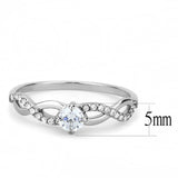 High polished (no plating) Stainless Steel Ring with AAA Grade CZ  in Clear