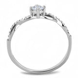 High polished (no plating) Stainless Steel Ring with AAA Grade CZ  in Clear
