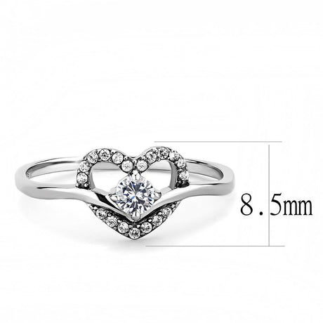 High polished (no plating) Stainless Steel Ring with AAA Grade CZ  in Clear