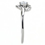 High polished (no plating) Stainless Steel Ring with AAA Grade CZ  in Clear