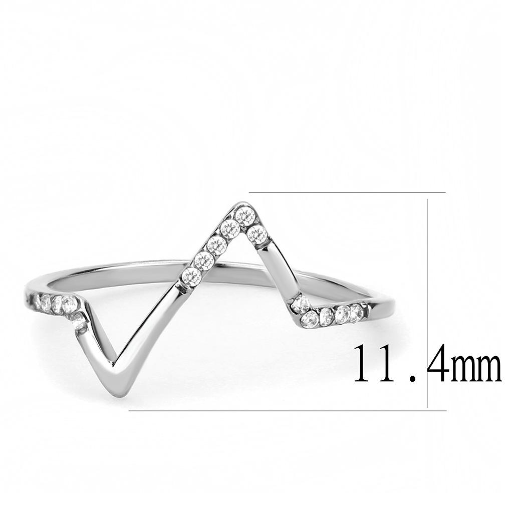High polished (no plating) Stainless Steel Ring with AAA Grade CZ  in Clear
