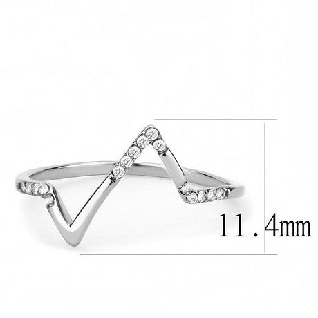 High polished (no plating) Stainless Steel Ring with AAA Grade CZ  in Clear