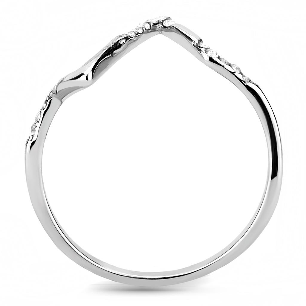 High polished (no plating) Stainless Steel Ring with AAA Grade CZ  in Clear