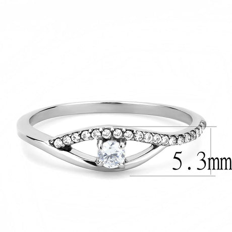 High polished (no plating) Stainless Steel Ring with AAA Grade CZ  in Clear