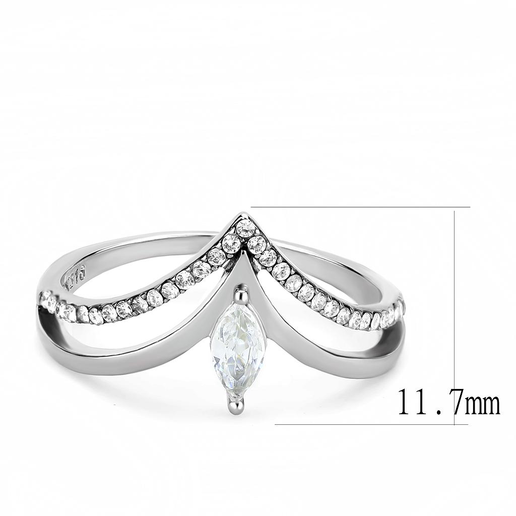High polished (no plating) Stainless Steel Ring with AAA Grade CZ  in Clear