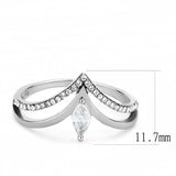 High polished (no plating) Stainless Steel Ring with AAA Grade CZ  in Clear